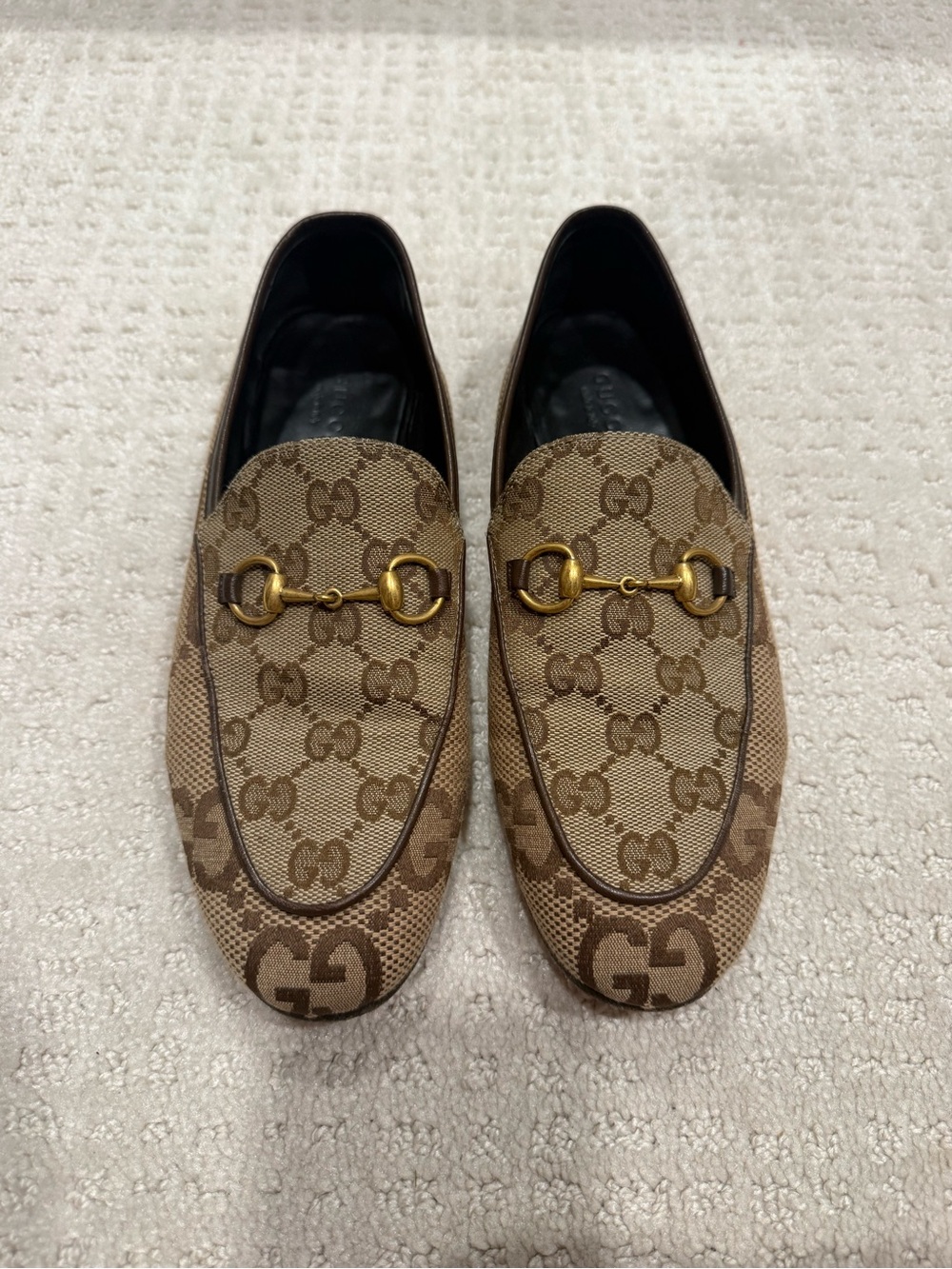 Gucci Women’s Beige GG Canvas Horsebit Loafers
